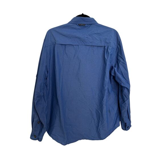 Exofficio Shirt Mens Medium Long Sleeve Button Up Blue Nylon Vented Outdoor - Picture 2 of 4